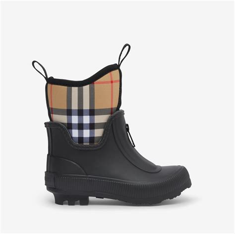 burberry vintage check & rubber rainboot|Burberry .